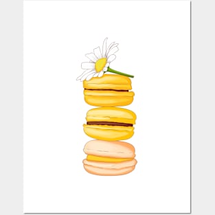 yellow macarons with a daisy Posters and Art